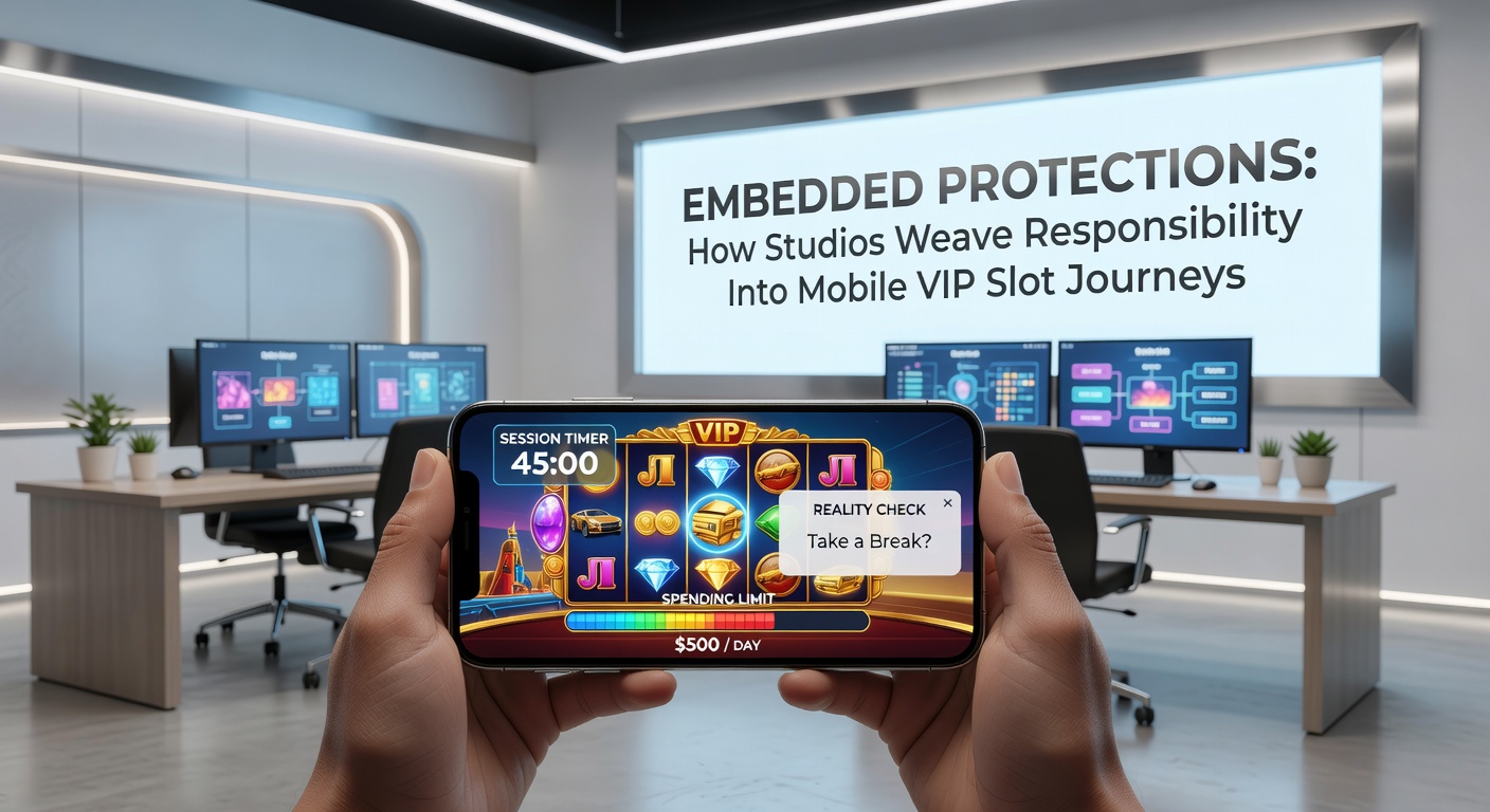 Illustration zu integrierten Schutzfunktionen in mobilen VIP-Slot-Apps mit Fokus auf Echtzeit-Interaktionen und Belohnungssysteme