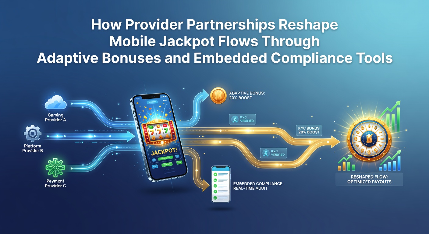 Illustration von Provider-Partnerschaften bei mobilen Jackpots mit Bonus- und Compliance-Elementen